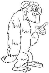 gorilla ape wild cartoon animal character coloring book page
