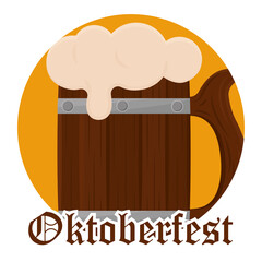 Isolated beer barrel oktoberfest logo icon- Vector