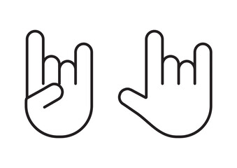 Rock on vector. Hand gesture icon. Heavy metal music sign. Outline illustration
