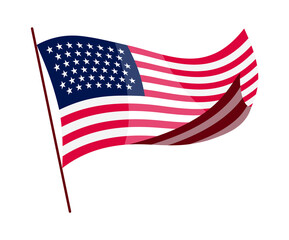 Waving flag. American flag on white background. National flag waving symbol. Banner design element