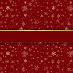 Naklejka na ściany i meble Red Winter Background with snowflakes and sparkles. Christmas card, xmas background
