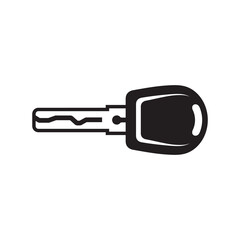 Car key black icon design. Automobile lock sign. Vector illustration. 