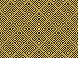 Abstract geometric pattern. A seamless vector background. Gold and black ornament. Graphic modern pattern. Simple lattice graphic design