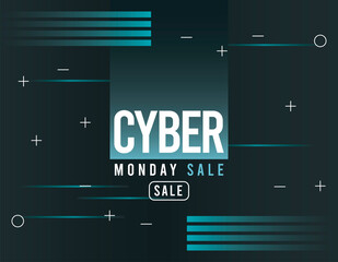 Fototapeta na wymiar cyber monday sale poster in blue background