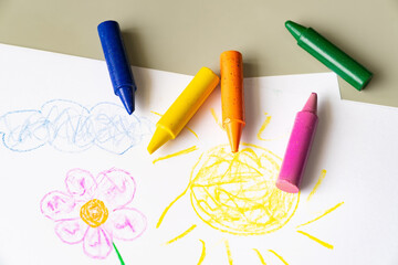 Set of colorful crayons for kids