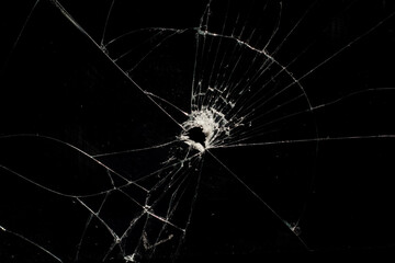 Broken glass with cracked on black background