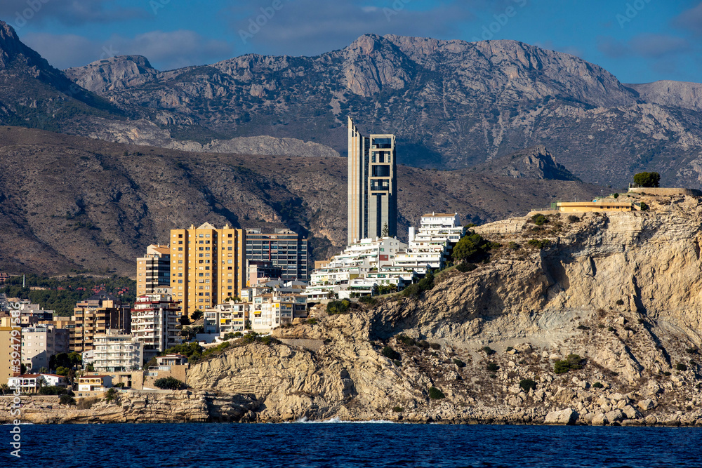 Canvas Prints ciudad de Benidorm al atardecer vista desde el agua España