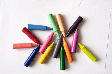 Set of colorful crayons for kids