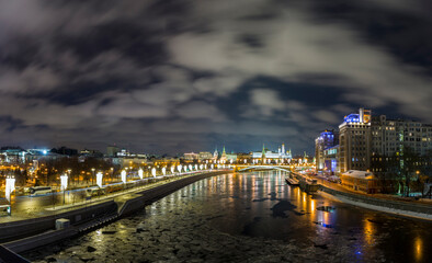 Winter view on Moscow River and Kremlin