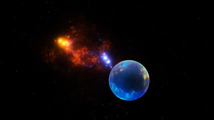 3D illustration of abstract fractal looks like planets