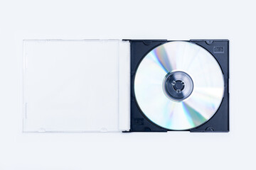 Compact disc, CD inside its plastic case isolated on white background
