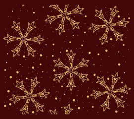 Seamless pattern with snowflakes on the winter theme.  Perfectly for decoration, textile printing, printmaking, postcards, and many other uses