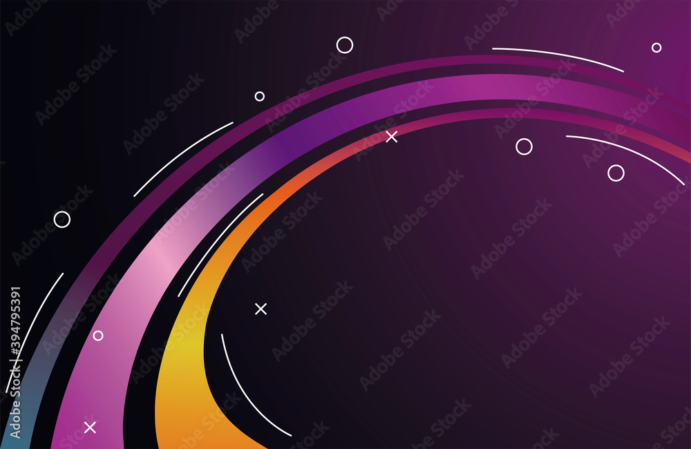 Poster colorful light trail in purple and yellow background