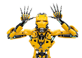 master cyber robot is mocking up