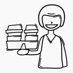 Delivery service coffee doodle vector icon. Drawing sketch illustration hand drawn line eps10