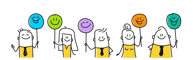Funny stick figures expressing different emotions.