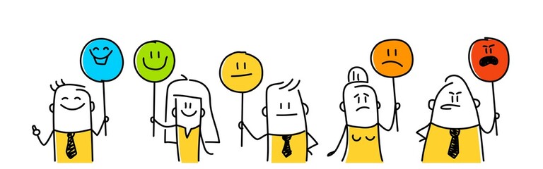 Funny stick figures expressing different emotions. 