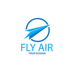 blue flat and simple paper airplane logo