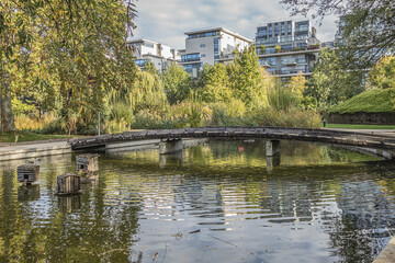 Obraz premium Park of Bercy (Parc de Bercy) is a large (covered 14 hectares) and varied Public Park in Paris located along the Rive Droite. Paris France.