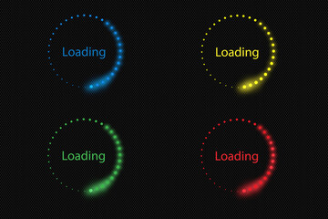 Download icons. Loading bar. Loading icon on black background