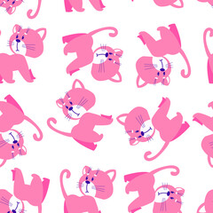 cat vector drawing simple cute, pattern, seamless