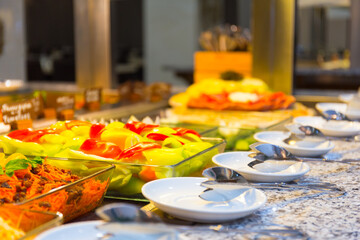 Served tasty vegan meal close up view