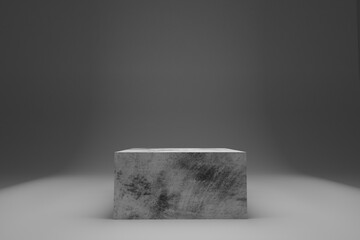 Empty cube or square box podium with studio background. Concept scene stage showcase for new product, promotion sale, banner, presentation, with copy space. 3D rendering