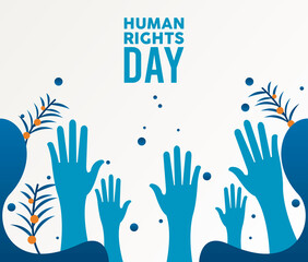 human rights day poster with hands up silhouette