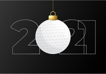 2021 New Year and golf ball as a Christmas decorations . 2021 on isolated background. Design pattern for greeting card. Vector illustration