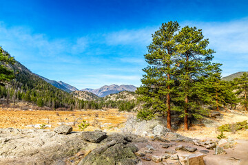 Scenic view over the Moraine Park in the Rocky Mountains National Park, Colorado