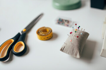 Close up of tailor table