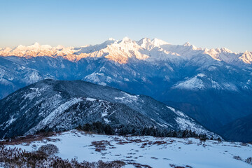 Fototapeta na wymiar Morning light in the Langtang area, Nepal