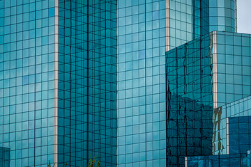 A glass hotel building