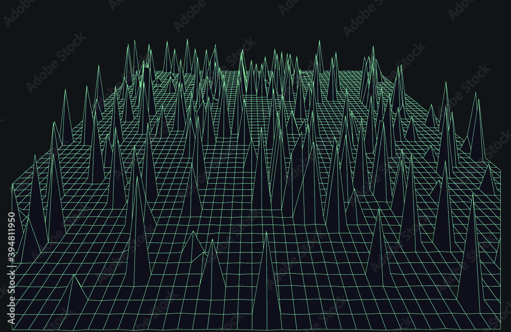 Aufkleber synthwave landscape with infinite laser grid. retro 80's and 90's style aesthetics.