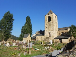 Fototapeta premium L'église de la Trinité et Sainte-Marie, a church located in Prats Balaguer, a hamlet in the Pyrénées-Orientales. department, southern France