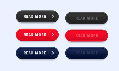 Read More button set. Vector on isolated white background. EPS 10
