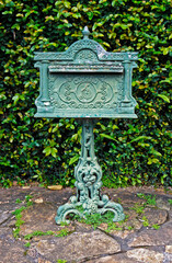 Ancient green mailbox, Tiradentes, Brazil 