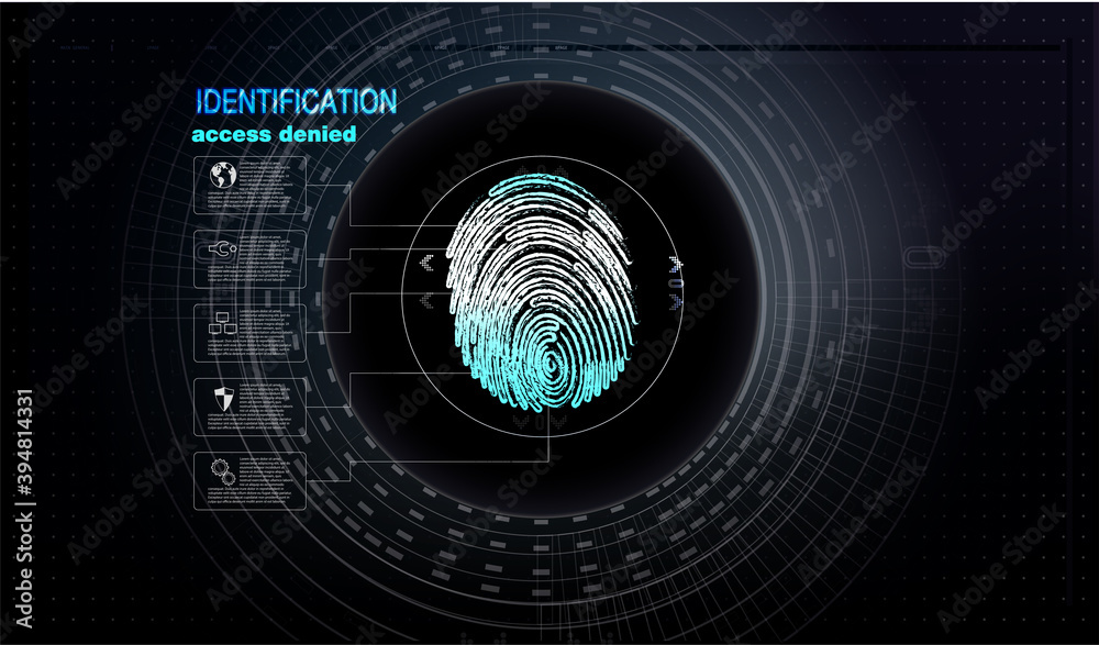 Poster fingerprint scanning technology concept illustration. control panel with password. fingerprint scan 