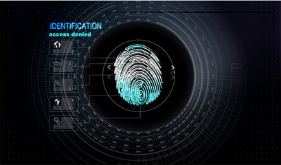 Fingerprint Scanning Technology Concept Illustration. Control panel with password.  Fingerprint scan provides security access with biometrics identification. Abstract technology background.