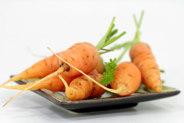 Very fine carrots in the green