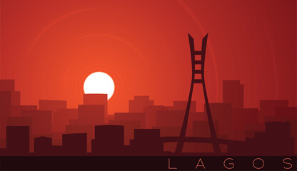 Lagos Low Sun Skyline Scene - obrazy, fototapety, plakaty