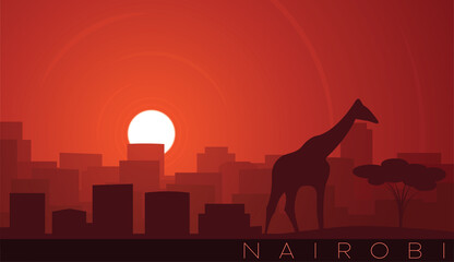Naklejka premium Nairobi Low Sun Skyline Scene