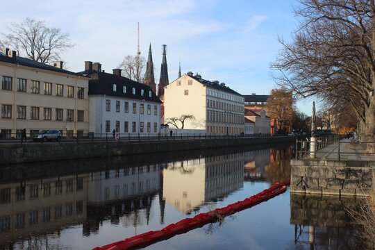 The River Fyris And Uppsala, Sweden.