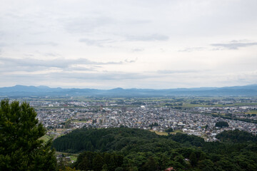 Fototapeta na wymiar 春日山城の天守からの景色