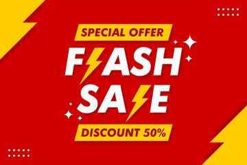 Flash Sale Banner - Vector Flat Design Illustration : Suitable for Business Theme, Shopping Theme, Promotion Theme, Advertising Theme, Infographics and Other Graphic Related Assets.