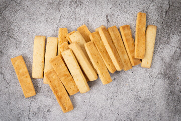 Homemade parmesan cheese cookie sticks ready to serve