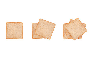 Set of Sliced bread isolated on white background.