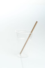 Bamboo drinking straws with Zero - waste. Ecological concept. Concept zero waste. Selective focus, copy space. white background.