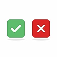 Check and wrong marks, Tick and cross marks, Accepted/Rejected, Approved/Disapproved, Yes/No, Right/Wrong, Green/Red, Correct/False, Ok/Not Ok - vector mark symbols in green and red. Isolated icon.