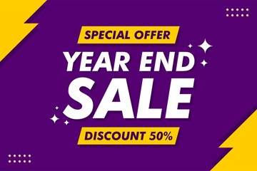 Year End Sale Banner - Vector Flat Design Illustration : Suitable for Business Theme, Shopping Theme, Promotion Theme, Advertising Theme, Infographics and Other Graphic Related Assets.